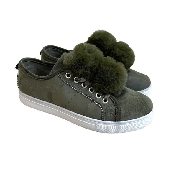 Betani Pompom Hunter Green Sneakers - Picture 1 of 8